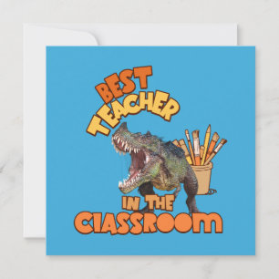 Rolig Dinosaurie Konstlärare Kreativt Klassrum Julkort