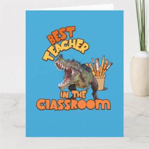 Rolig Dinosaurie Konstlärare Kreativt Klassrum Kort