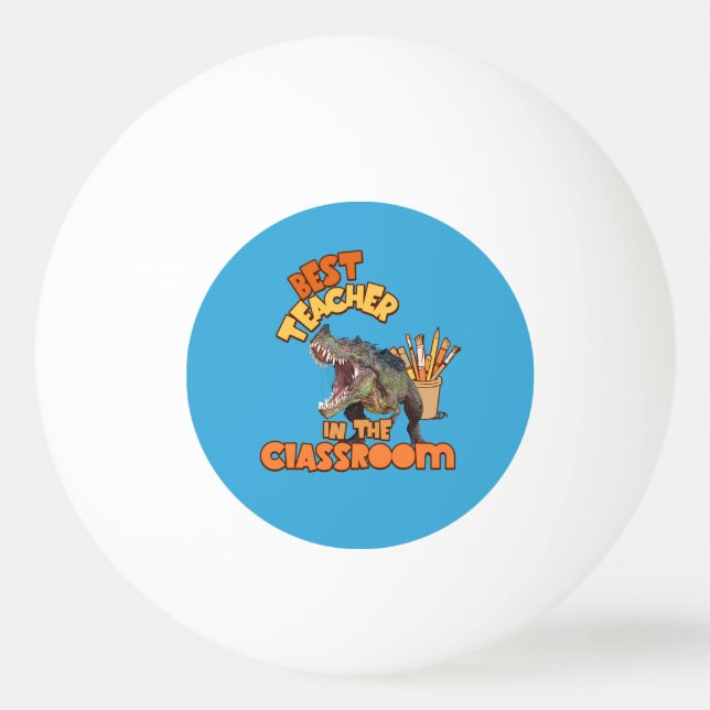Rolig Dinosaurie Konstlärare Kreativt Klassrum Pingisboll (Framsidan)