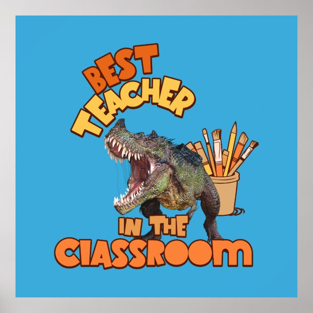Rolig Dinosaurie Konstlärare Kreativt Klassrum Poster (Framsidan)