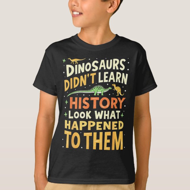 Rolig Dinosaurie Samhällskunskap Lärare Elev Barn T Shirt (Framsida)