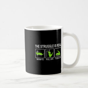 Rolig Dinosaurie Sport Gym Bröstpress Pull-ups Pus Kaffemugg