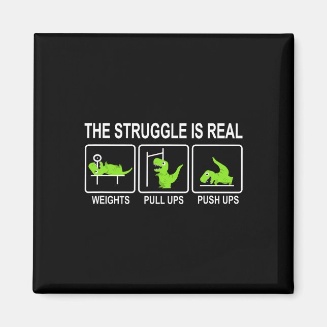 Rolig Dinosaurie Sport Gym Liggande Press Upphopp  Magnet (Framsidan)