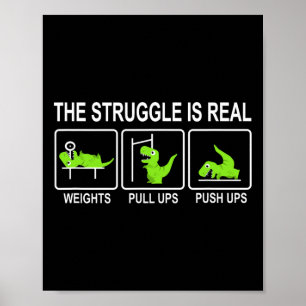 Rolig Dinosaurie Sport Gym Liggande Press Upphopp  Poster