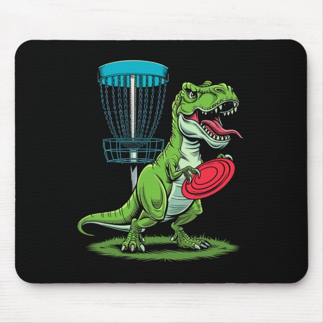 Rolig Dinosaurie T-rex Disc Golf Spelare Sket Golf Musmatta (Framsidan)