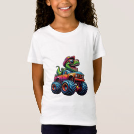 Rolig Dinosaurie T Rex På Monstertruck Shirt