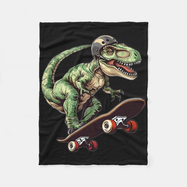 Rolig dinosaurie T Rex på skateboard skateboardåkn Fleecefilt (Framsidan)