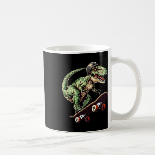 Rolig dinosaurie T Rex på skateboard skateboardåkn Kaffemugg (Höger)