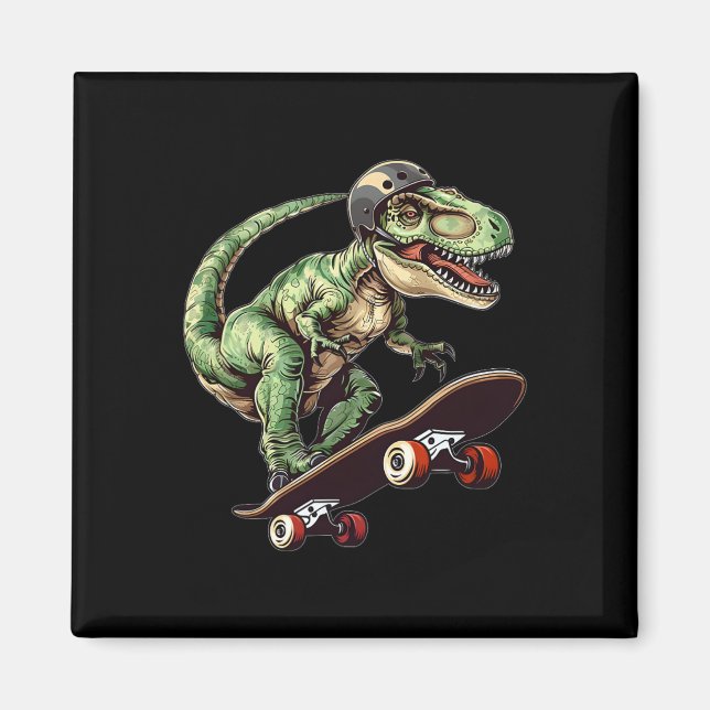 Rolig dinosaurie T Rex på skateboard skateboardåkn Magnet (Framsidan)