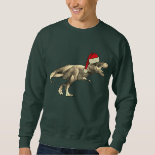 Rolig Dinosaurie T-Rex Tomte Jul Lång Ärmad Tröja