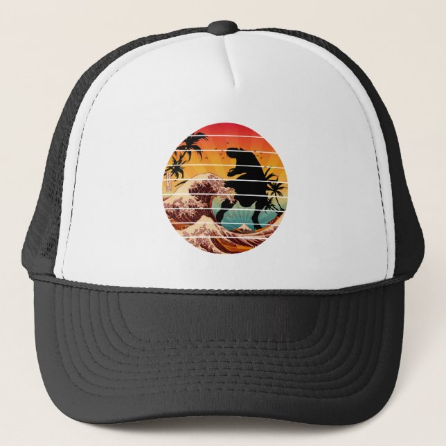 ROlig DINOSAURIE-VÅG FRÅN KANAGAWA RETRO Keps (Framsida)