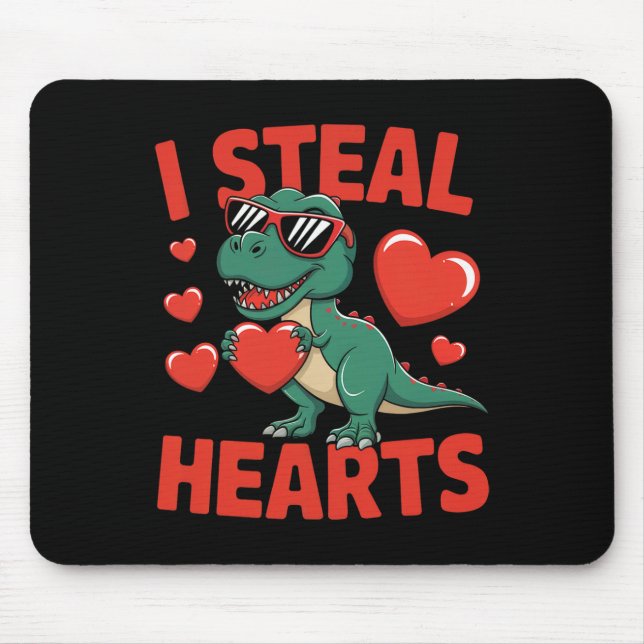 Rolig dinosaurie valentin design med hjärtan  musmatta (Framsidan)