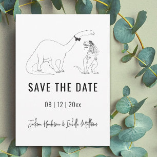 Rolig dinosauriebröllops-Save the Date Spara Datumet