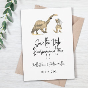 Rolig dinosauriebröllopsinbjudan Spara Datum Datumet