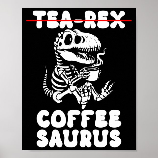 Rolig dinosaurieskelettkostym Goth Tea-Rex Poster (Framsidan)