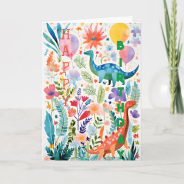 Rolig dinosaurieväxtkollage vikt gratulationskort kort