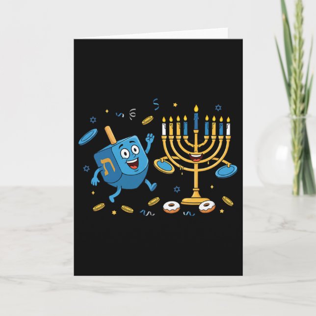 Rolig Disc Golf Frisbee Dreidel Menorah Hanukkah M Kort (Framsida)