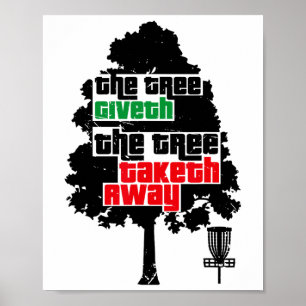 Rolig Discgolf Disc Sport Träd Ikon Konst Sayin Poster
