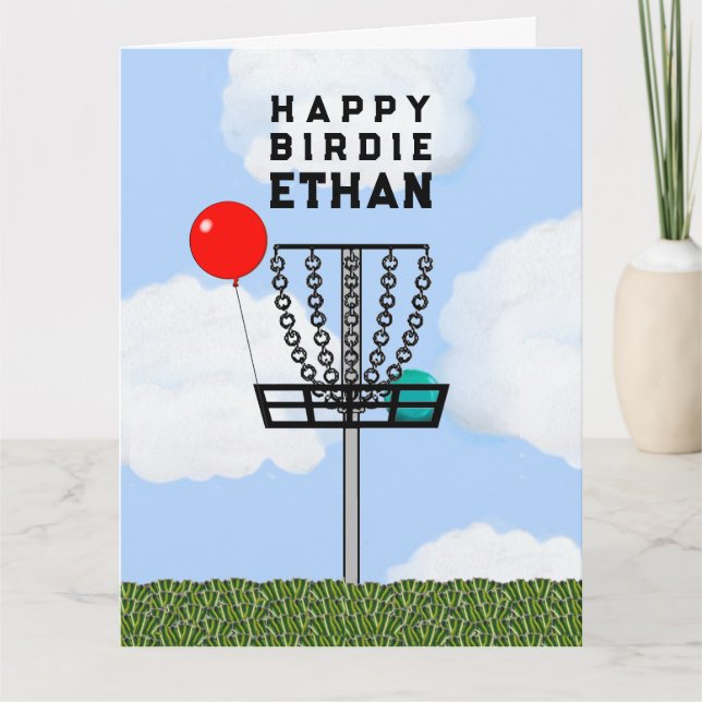 Rolig Discgolf Födelsedagskort Kort (Framsida)