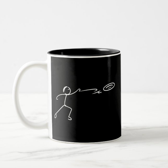 Rolig Discgolf Konst Stickman Discgolfälskare Två-Tonad Mugg (Vänster)