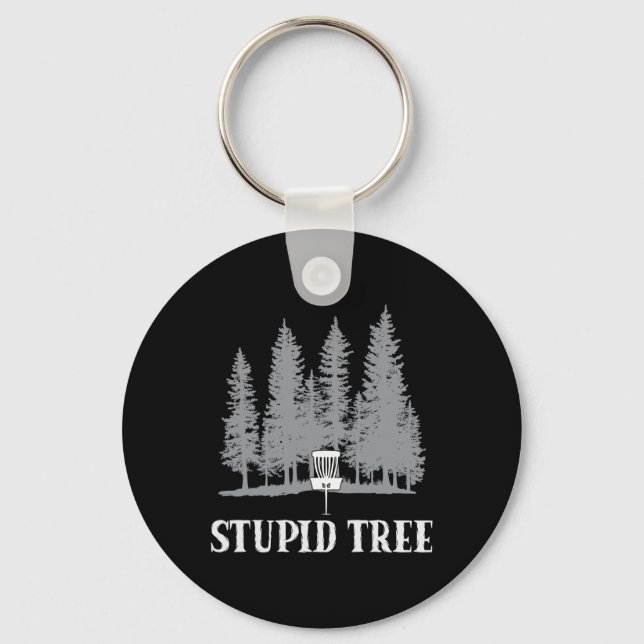 Rolig Discgolf Spelare Humor Dum Träd  Nyckelring (Framsida)