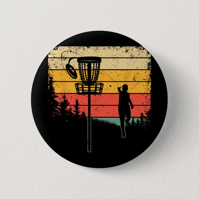Rolig Discgolfdesign För Män Kvinnor Barn Discgolf Knapp (Framsida)