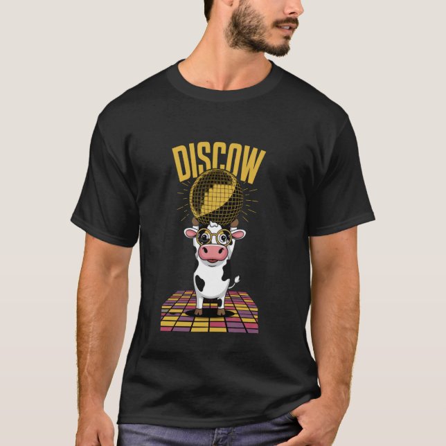 Rolig Disco Ko Discow Dansande Ko Design dans fu T Shirt (Framsida)