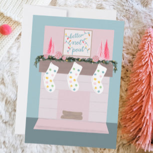 Rolig Disco Rosa Julfotografi Julkort