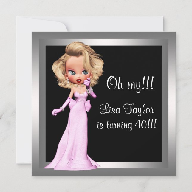 Rolig Diva Kvinnas Födelsedagsfest Inbjudningar (Framsida)