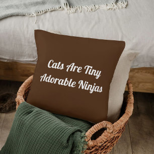 Rolig DIY-citat Brun Djurfreak Katt Kudde