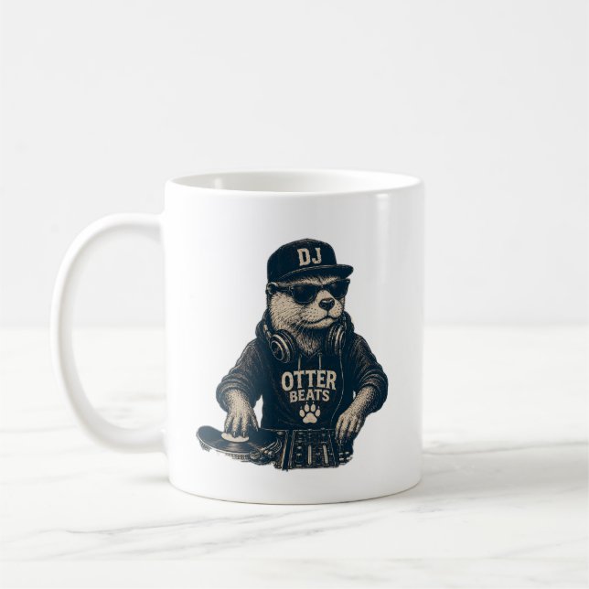 Rolig DJ-Djur Retro-EDM-Svarvare Illustration Kaffemugg (Vänster)