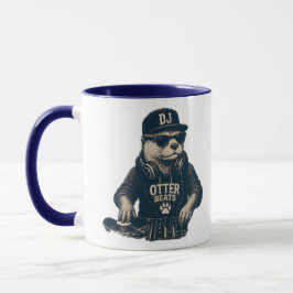 Rolig DJ-Djur Retro-EDM-svarvare Illustration Mugg