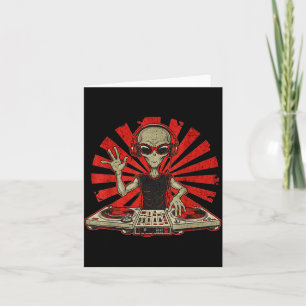 Rolig Dj-grafisk T-shirt Musikälskare Alien Dj Mus Kort