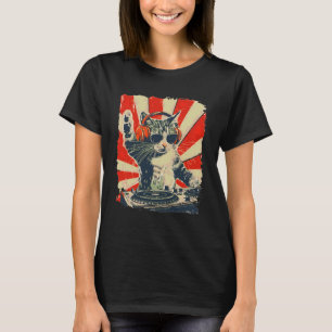 Rolig DJ Katt med Hörlurar Retro Musikälskare Kons T Shirt