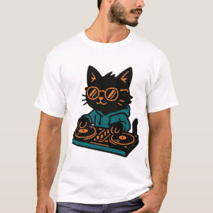 Rolig DJ Svart Katt T Shirt