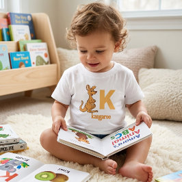 Rolig djur-ABC-lärande: Söt känguru alfabet K T Shirt