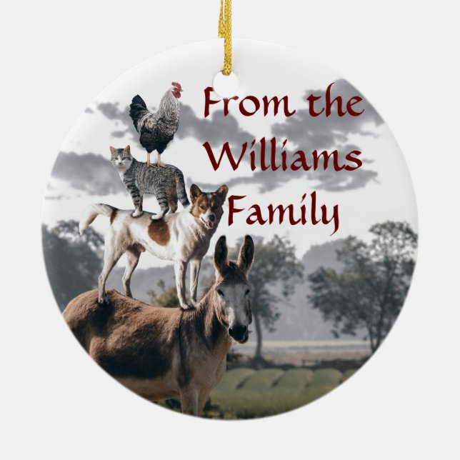 Rolig djur berättelse för Bremen musiker Julgransprydnad Keramik (Baksidan)