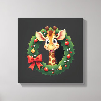 Rolig Djur Giraff Meme Ansikte Festlig Jul T-Shirt Canvastryck