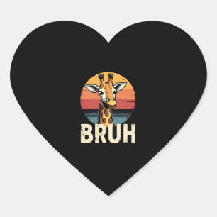 Rolig Djur Giraff Meme Ansikte Festlig Jul T-Shirt Hjärtformat Klistermärke