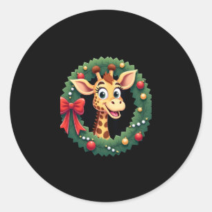 Rolig Djur Giraff Meme Ansikte Festlig Jul T-Shirt Runt Klistermärke