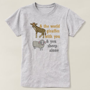 Rolig djur vits, giraff och får tee shirt