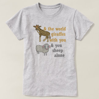 Rolig djur vits, giraff och får tee shirt