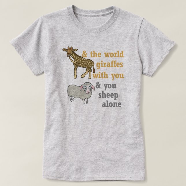 Rolig djur vits, giraff och får tee shirt (Design framsida)
