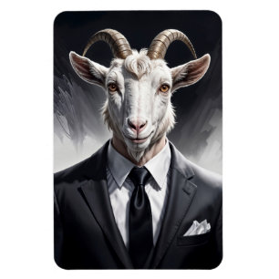 Rolig djurchef surrealistisk klädd getkaraktär magnet