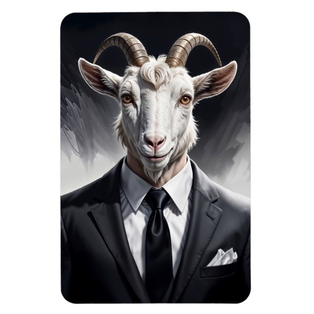 Rolig djurchef surrealistisk klädd getkaraktär magnet (Vertikal)