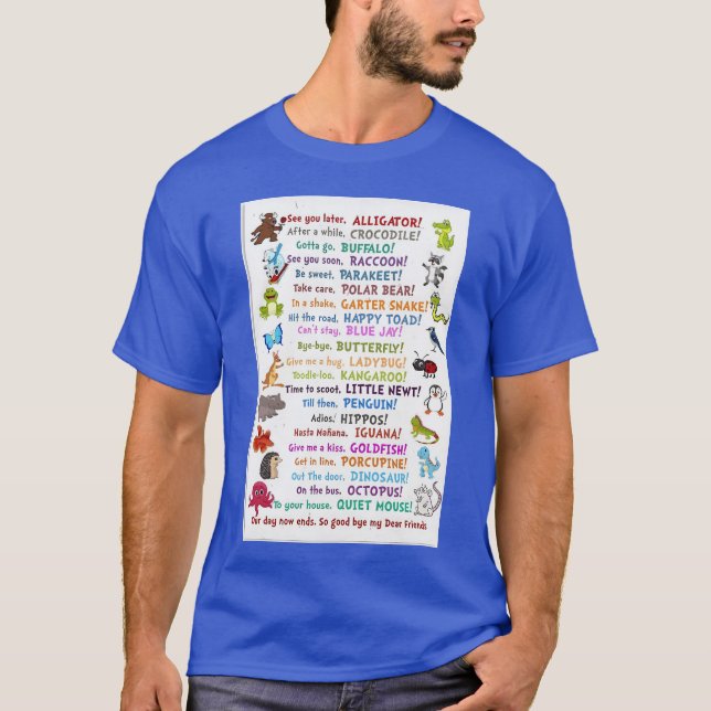 Rolig djurplansch familj t shirt (Framsida)