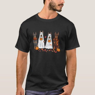 Rolig Doberman Hund Spöke Höst Löv Tack T Shirt