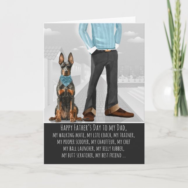 Rolig Dobermann Fars Dag Helgkort (Framsida)
