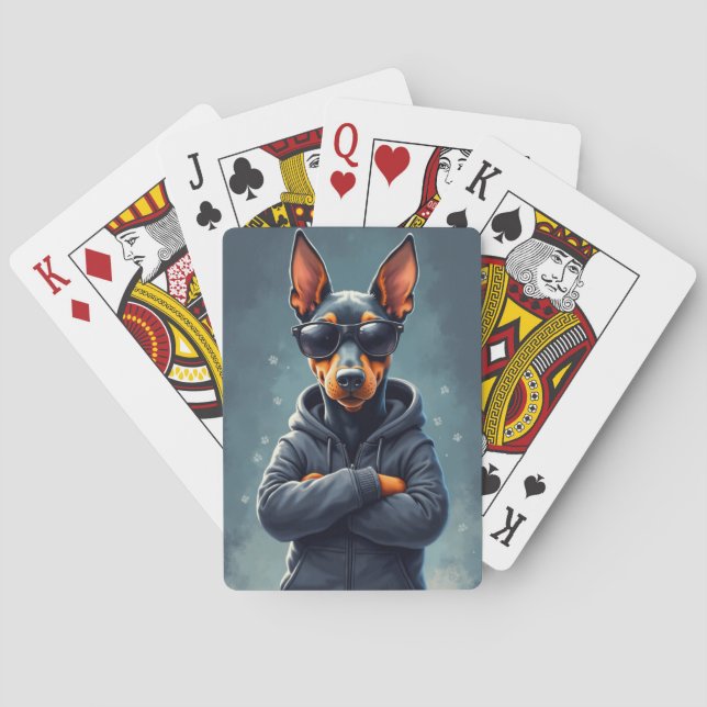 Rolig Dobermann Kawaii Hund Casinokort (Baksidan)