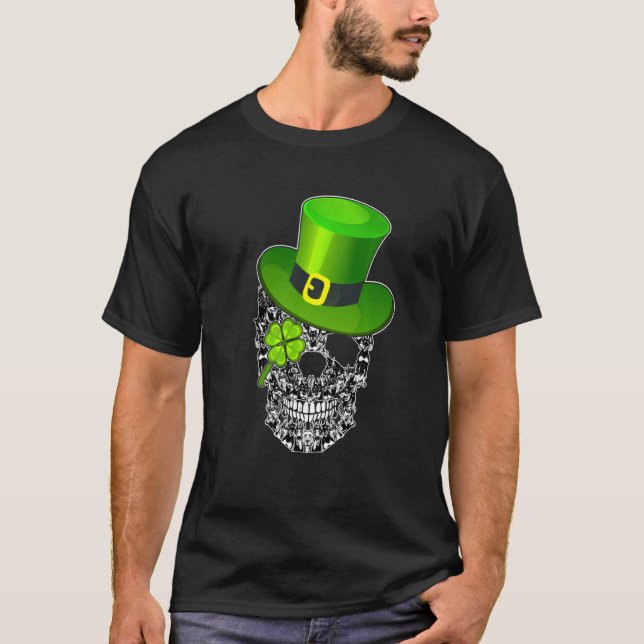 Rolig Dobermann Skalle Hund St Patrick S Dag T Shirt (Framsida)